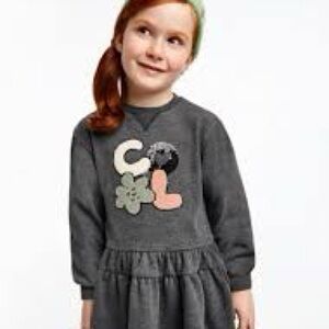 Mayoral Gray Ruffled Tiered Dress with Raglan Sleeves